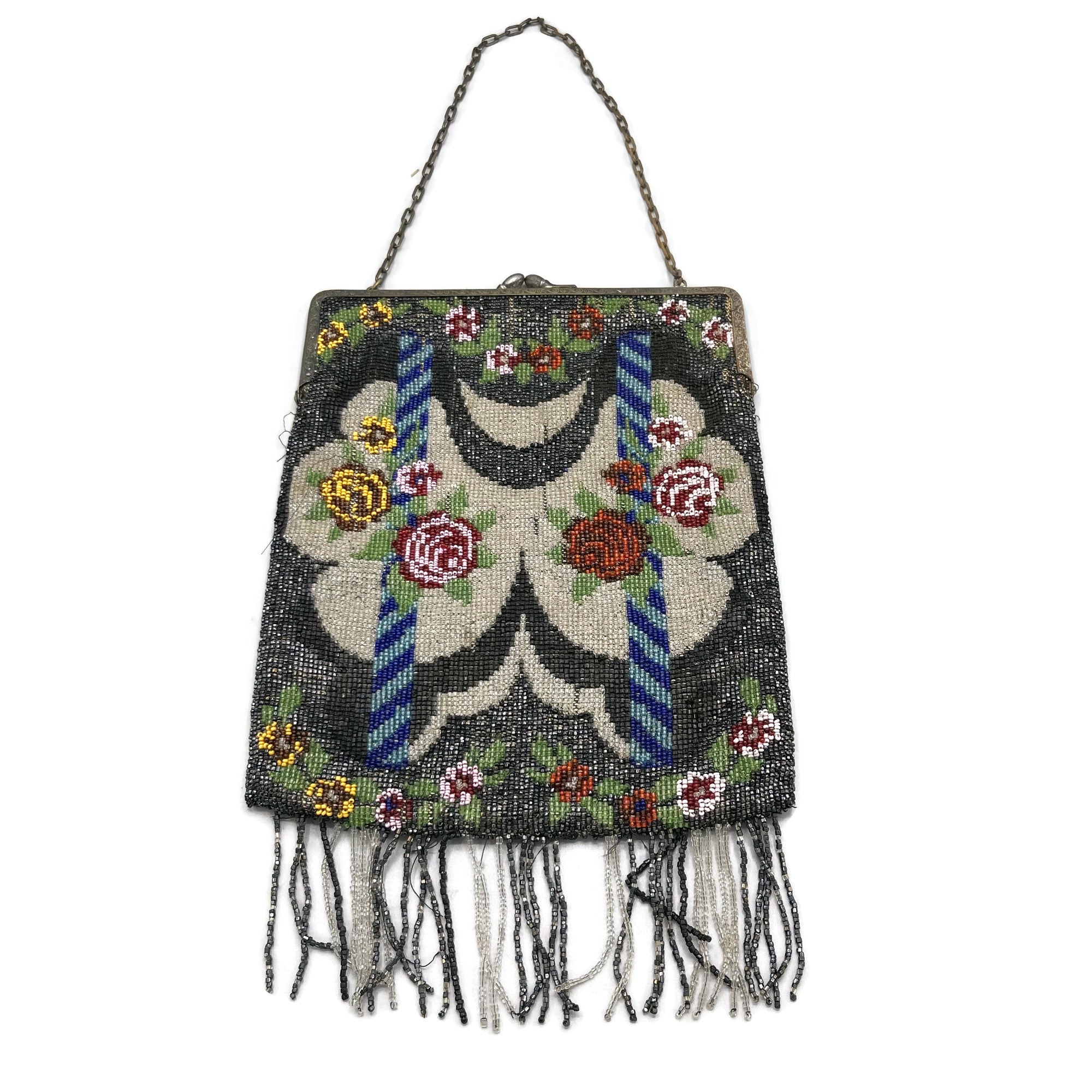 Antique Floral Victorian Beaded Purse