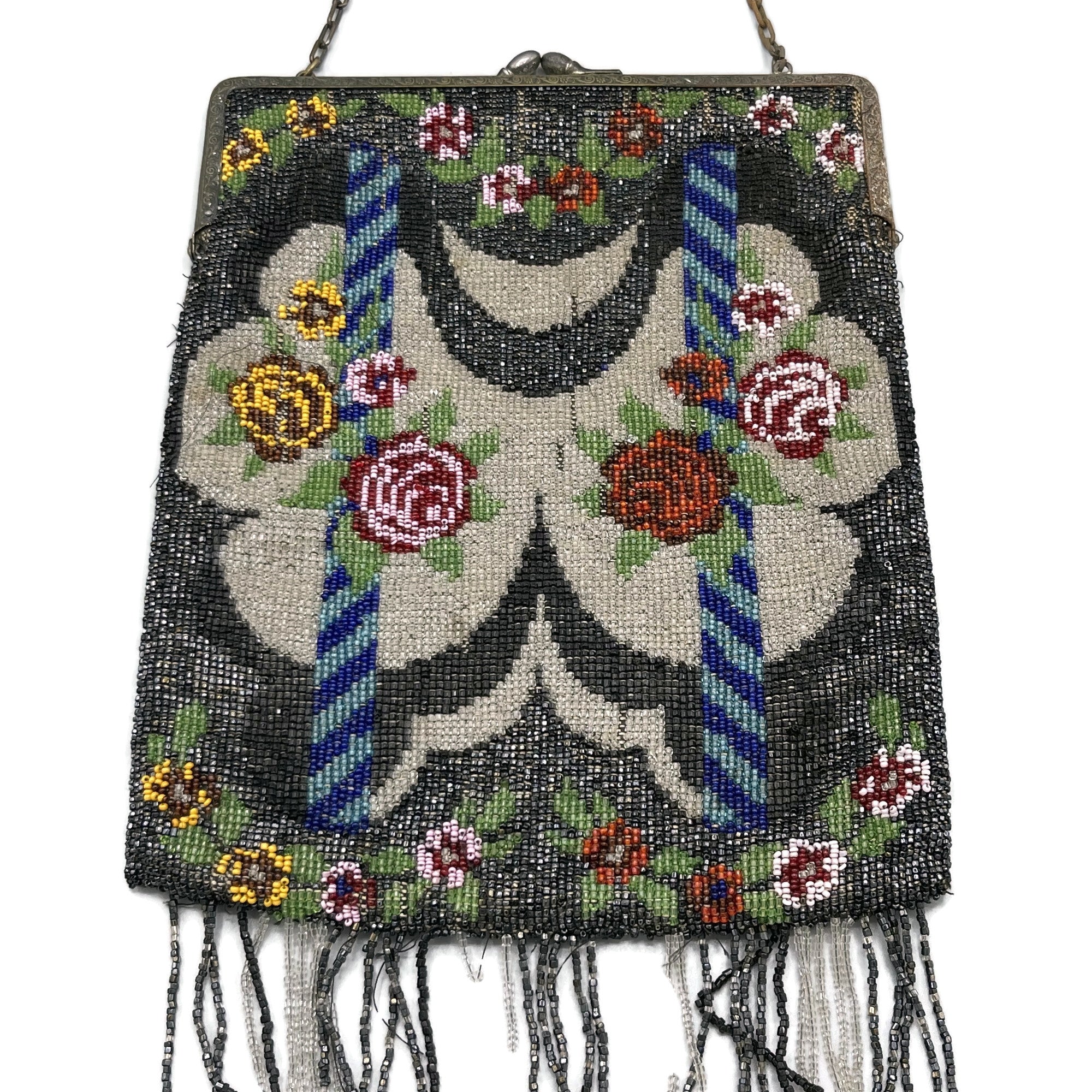 Antique Floral Victorian Beaded Purse