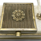 Vintage 1940’s White Marbleized Lucite Metal Accent Purse