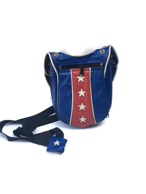 Red, White, & Blue Leather Motorcycle Bag