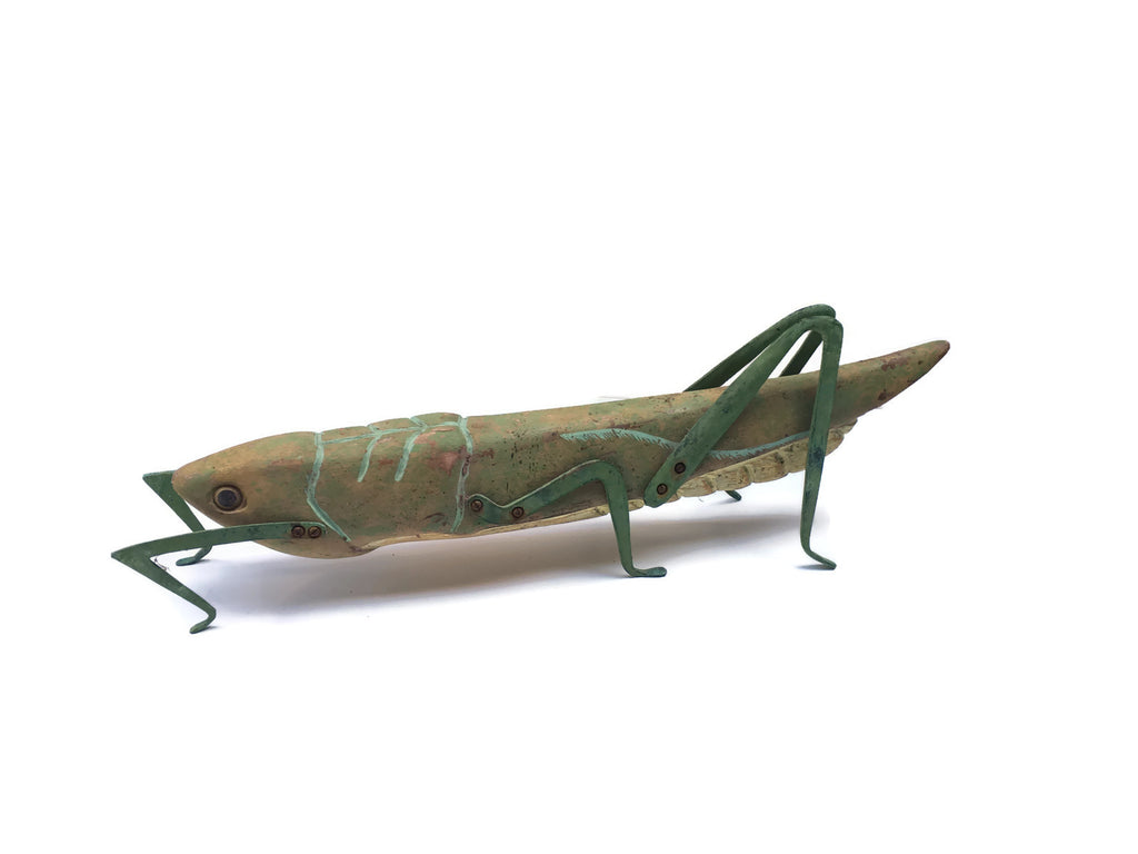 Vintage Wood & Metal Figural Grasshopper