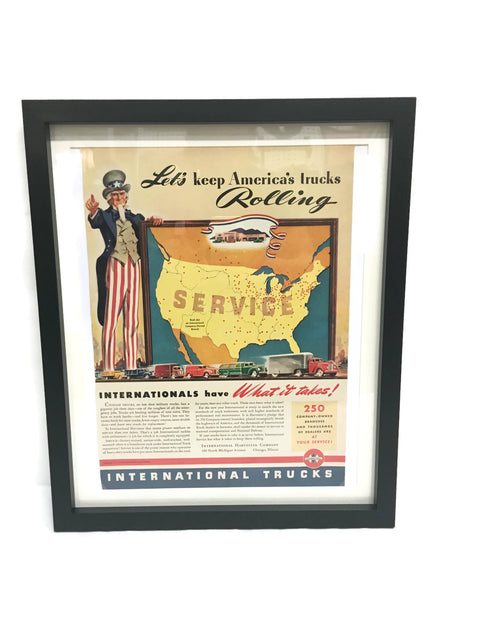 Framed Original Vintage International Trucks Advertisement