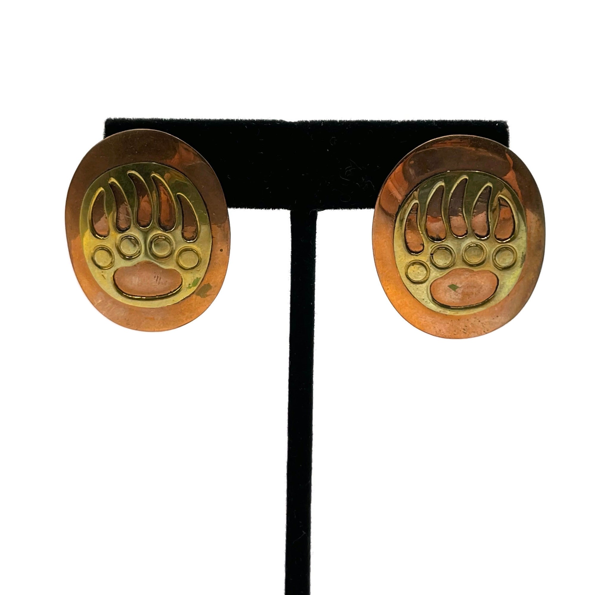 Vintage Copper Brass & Sterling Silver Bear Claw Motif Earrings - Long  Beach Antique Mall