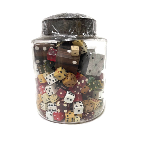 Antique Glass Canister Full Of Dice