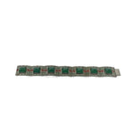 Antique Art Deco Jade Glass Enameled Floral Bracelet