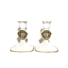 Vintage Pair of White Glass Candle Sticks