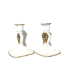 Vintage Pair of White Glass Candle Sticks