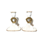 Vintage Pair of White Glass Candle Sticks