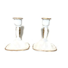 Vintage Pair of White Glass Candle Sticks