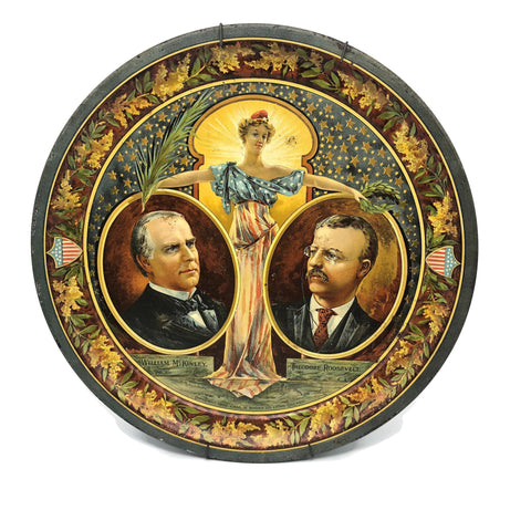 C. 1900 McKinley Roosevelt Tin Litho Jugate Advertising Tray 