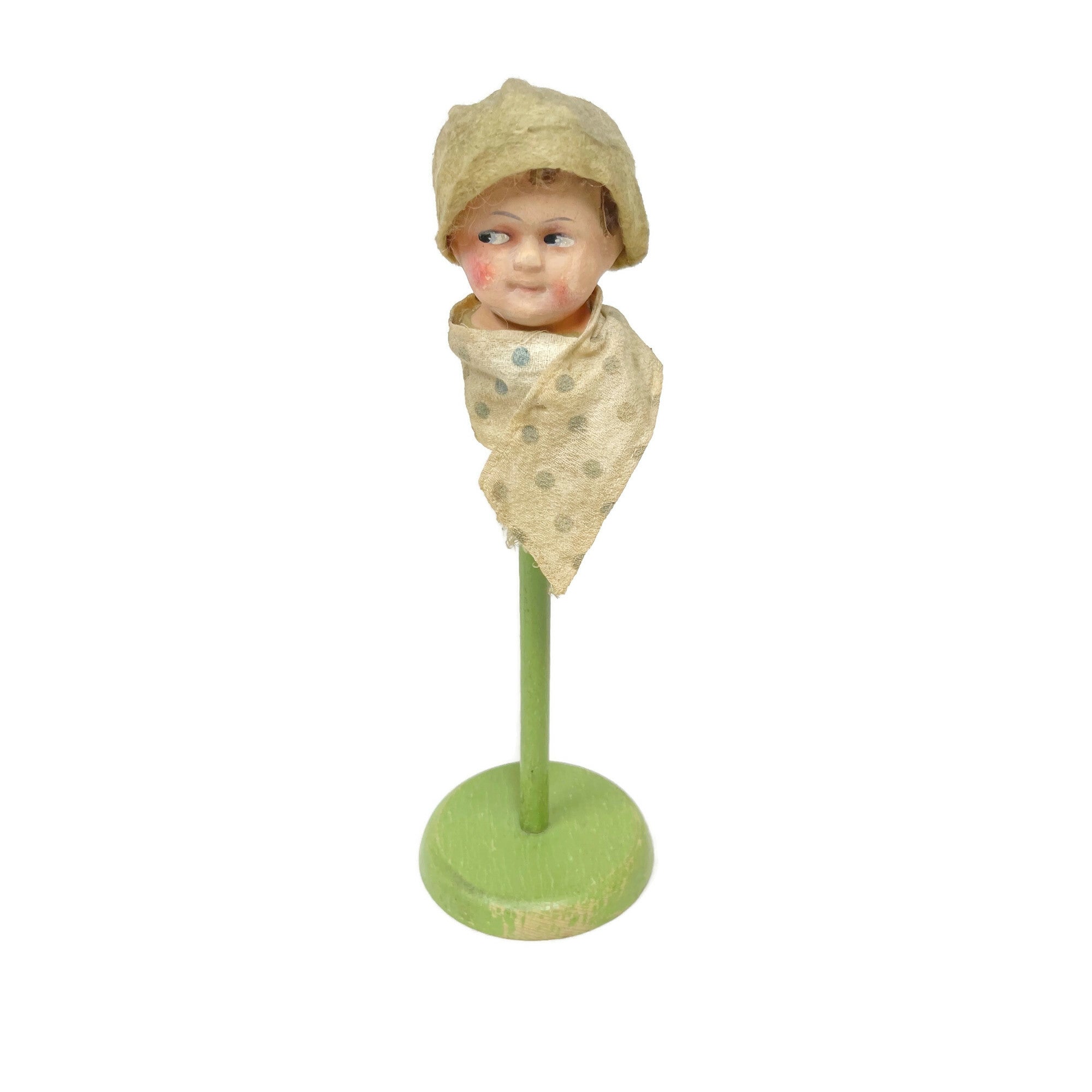 Vintage 1920’s-30’s Side Eye Doll Head Wig/ Hat Stand