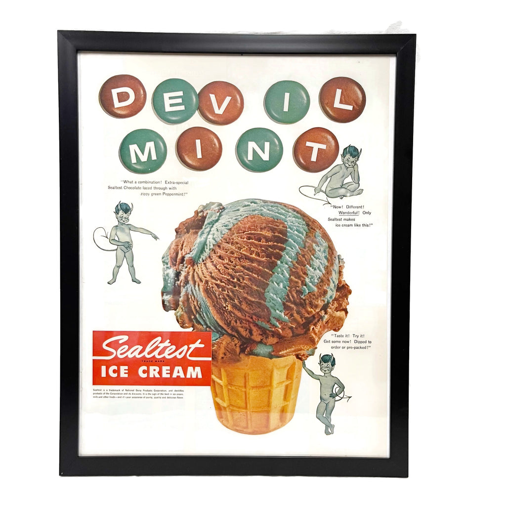 Framed Original Devil Mint Ice Cream Advertisement