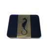 Art Deco Blue Glass & Brass Seahorse Cigarette Case