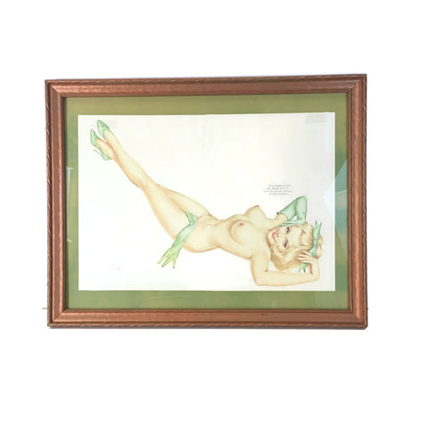 Vintage Framed Nude Vargas Pin Up Girl Print Ad