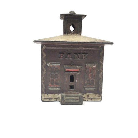 Vintage Cast Iron Still Bank Chpola Top Bank Buildings