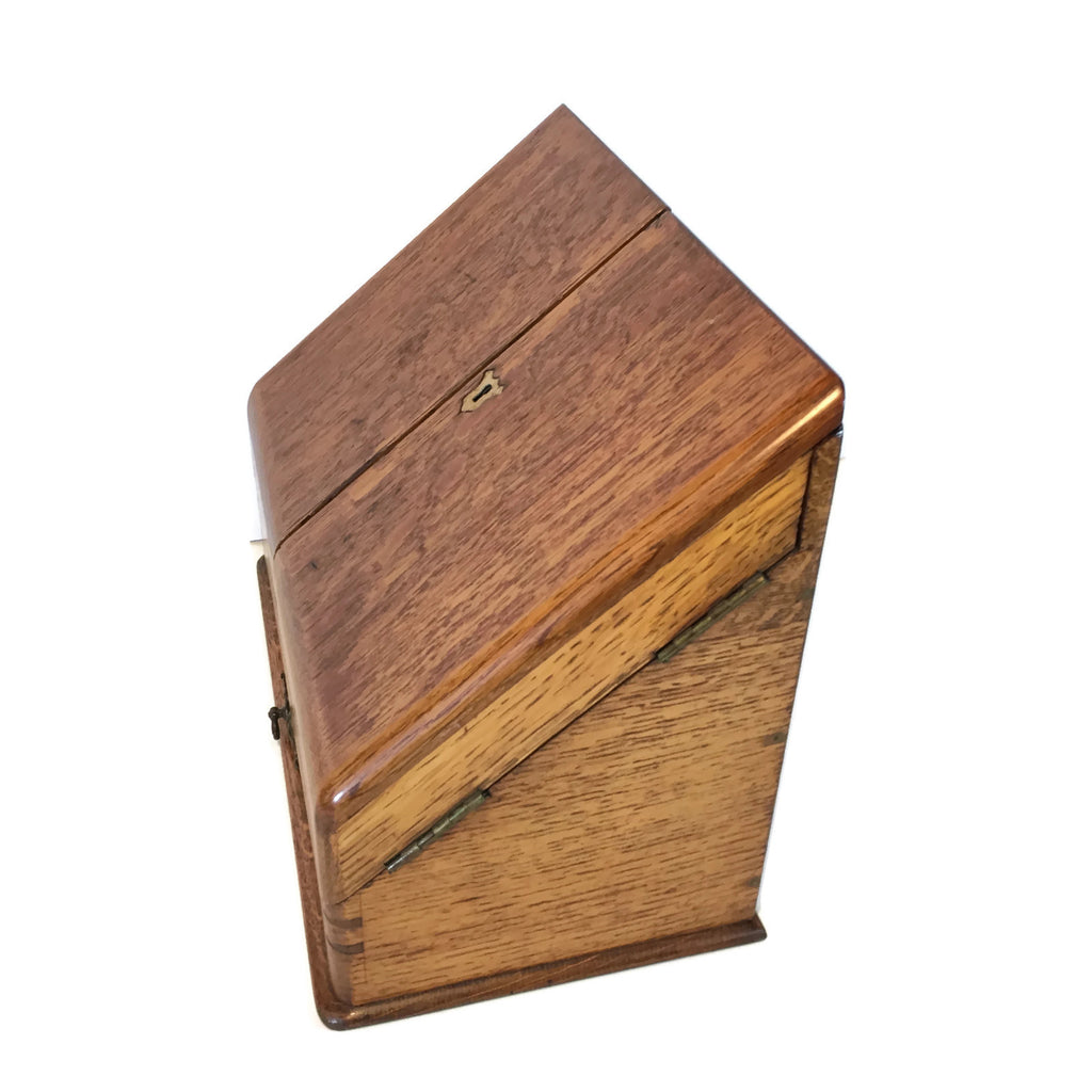 Vintage Slant Top Oak Box With Drawer – Long Beach Antique Mall