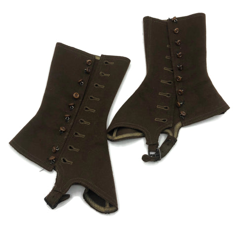Pair of Antique Brown Wool Spats