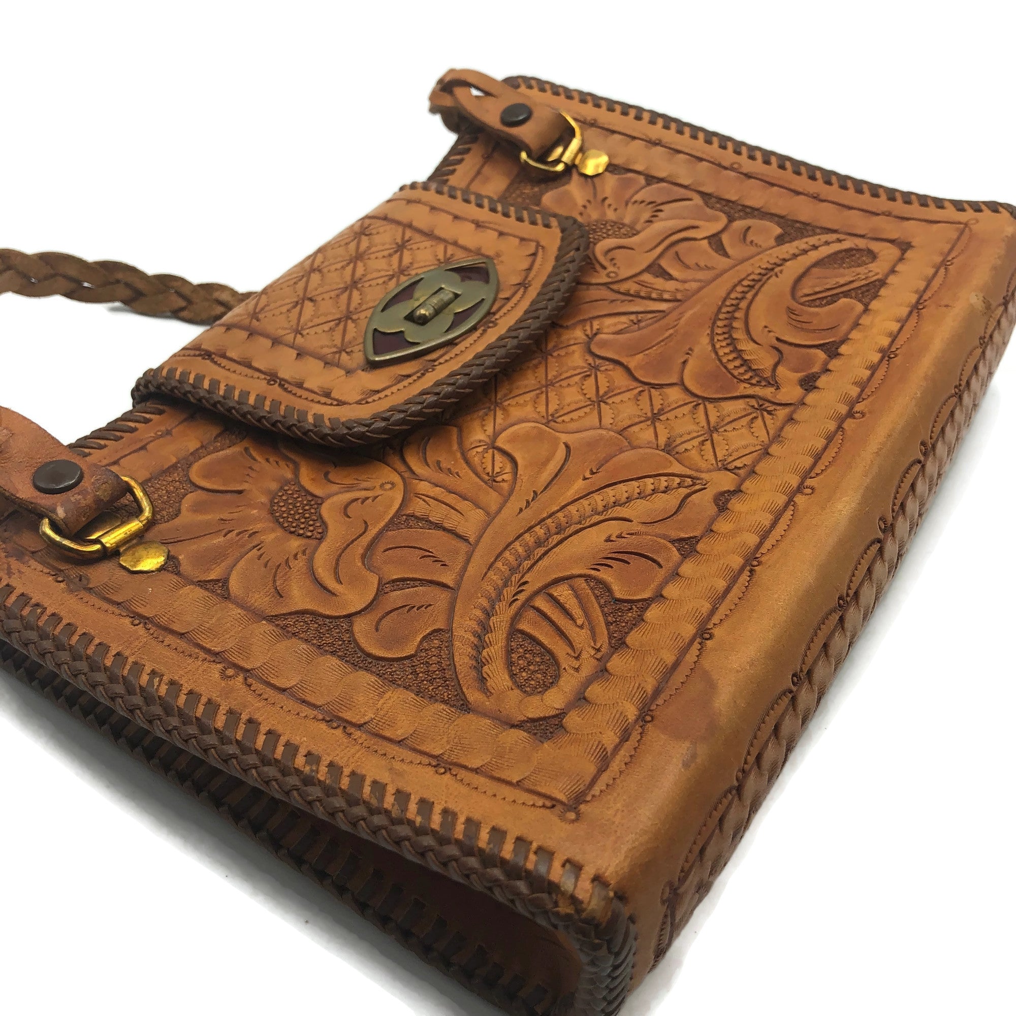 Vintage | Bags | Vintage Tooled Leather Purse | Poshmark