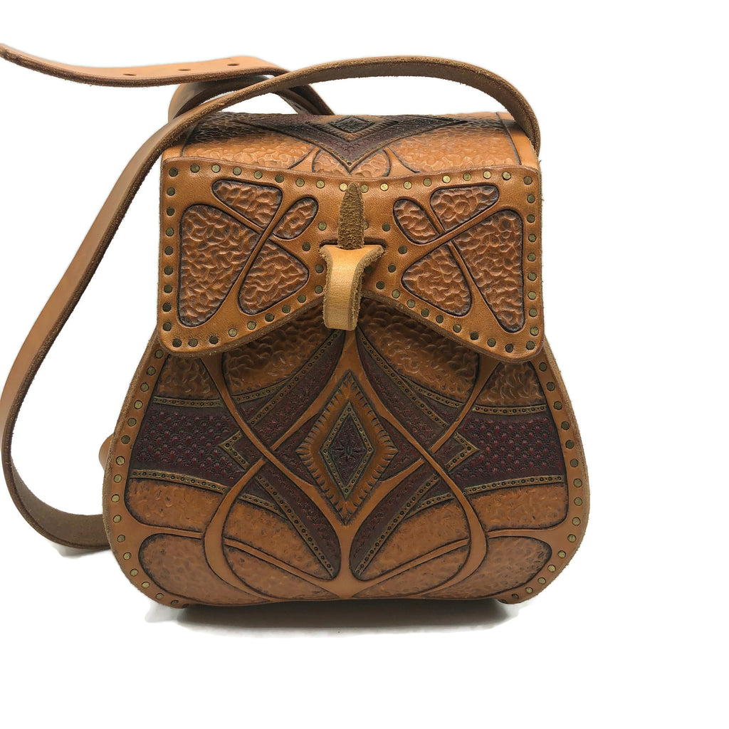 Vintage 1960’s-1970’s Hand Tooled leather Purse Bucket Bag