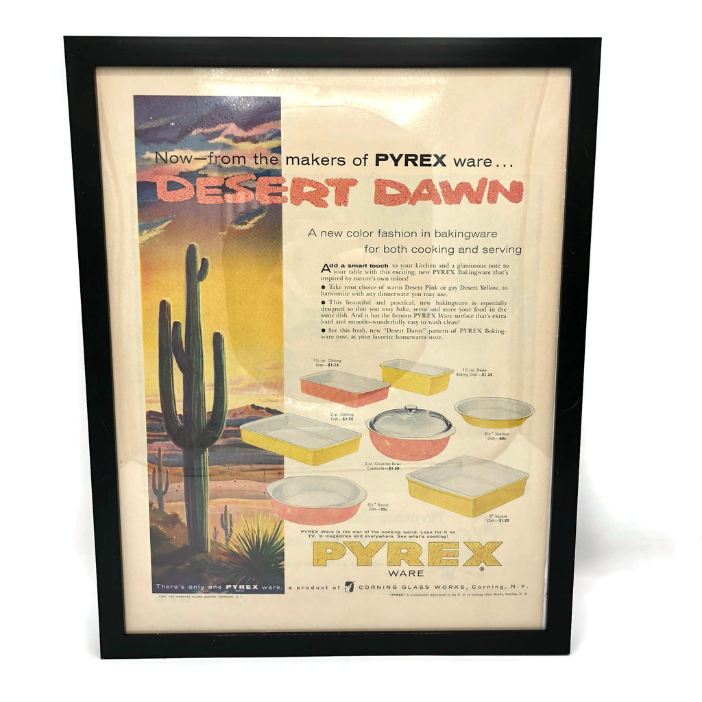 Framed Original Desert Dawn Pyrex Advertisement