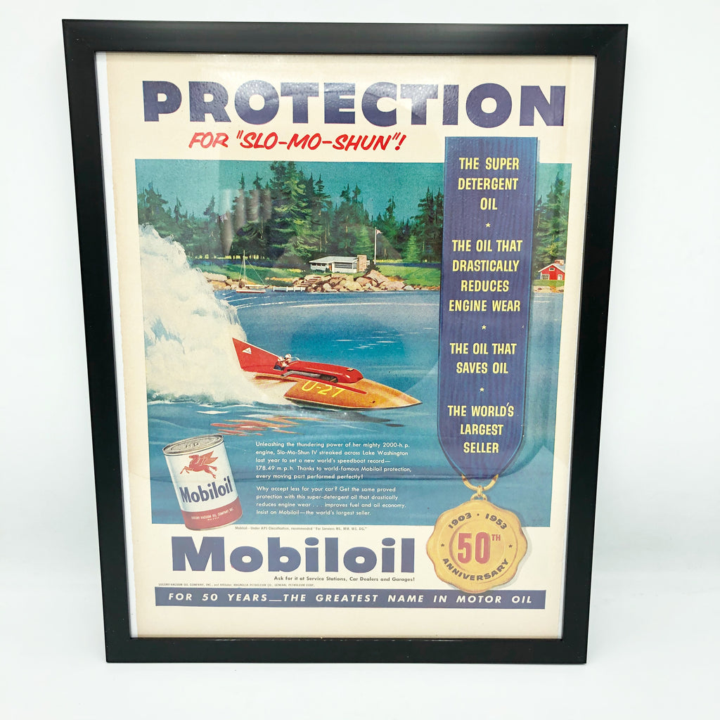 Framed Original Mobile Oil Advertisement
