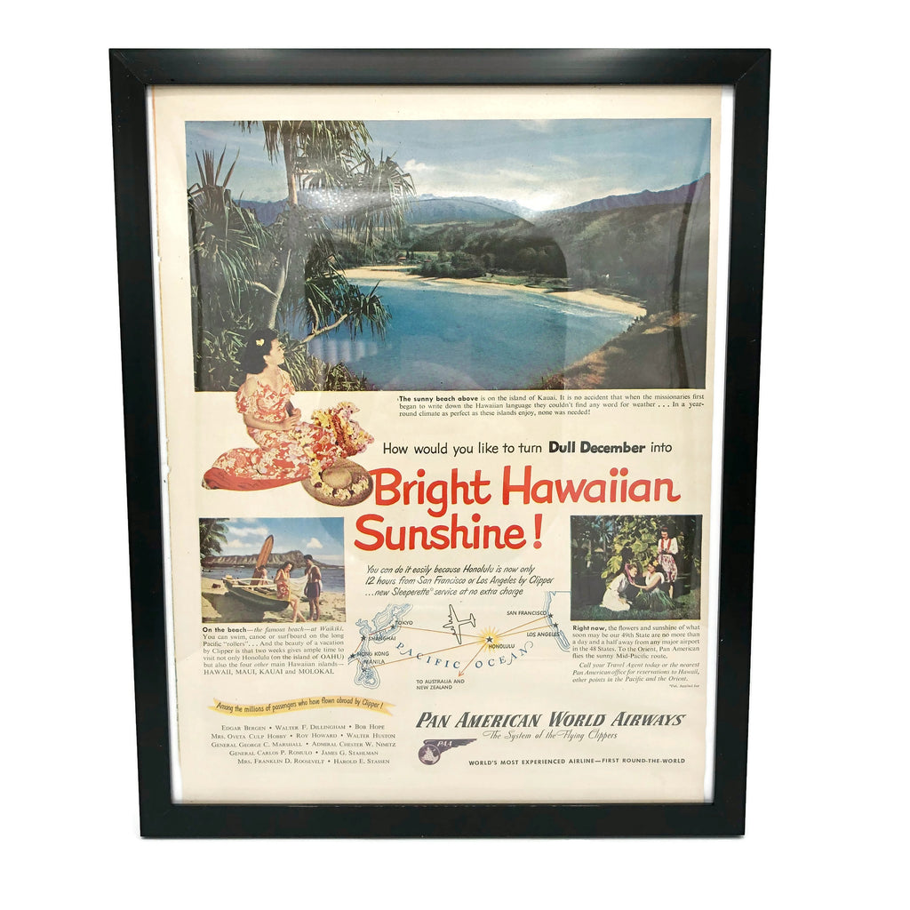 Copy of Framed Original Pan American Hawaii Advertisement