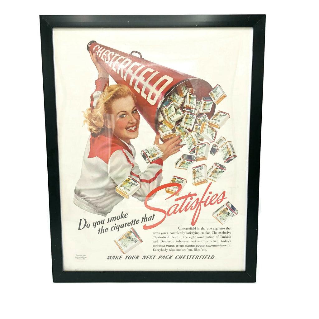Framed Original Chesterfield Cigarette Advertisement