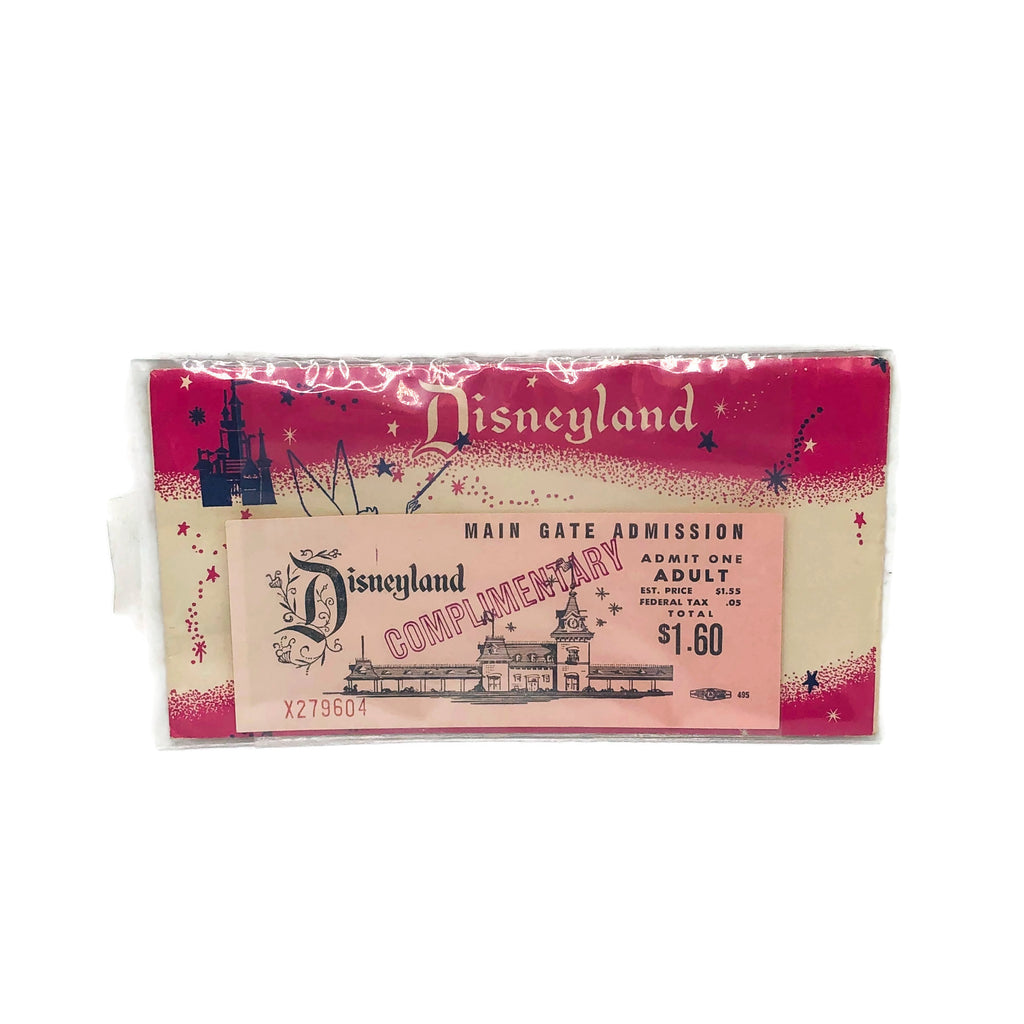 Vintage Disneyland Main Gate Admission Admit One Ticket & Envelope