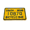 Vintage South Bend Bicycle 1942 License Plate