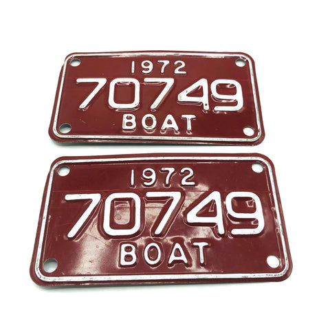 Vintage Pair of Boat License Plates