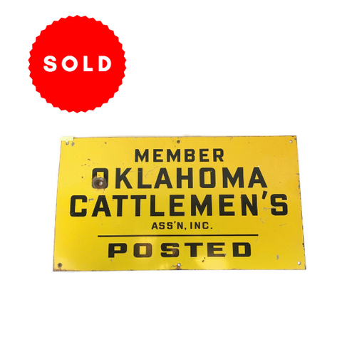 Vintage Oklahoma Cattlemen's Association Porcelain Sign