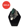 Vintage Native American Old Pawn Style Malachite & Mother Of Pearl Silver Ring