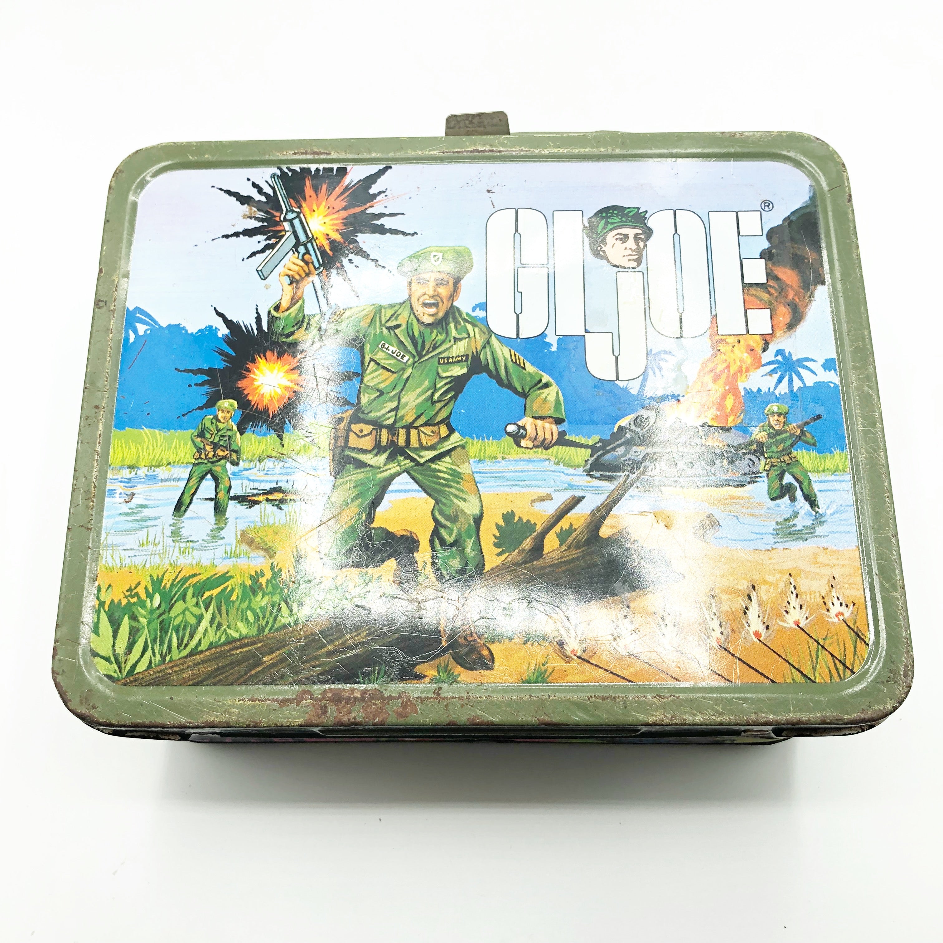 Vintage ARMY LUNCH BOX With Thermos Plastic 1980's GI Joe Ko