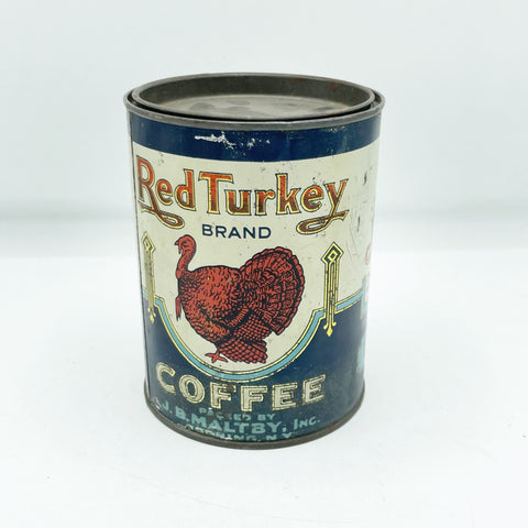 Vintage Circa 1920 Red Turkey Coffee Can W/ Litho Graphics