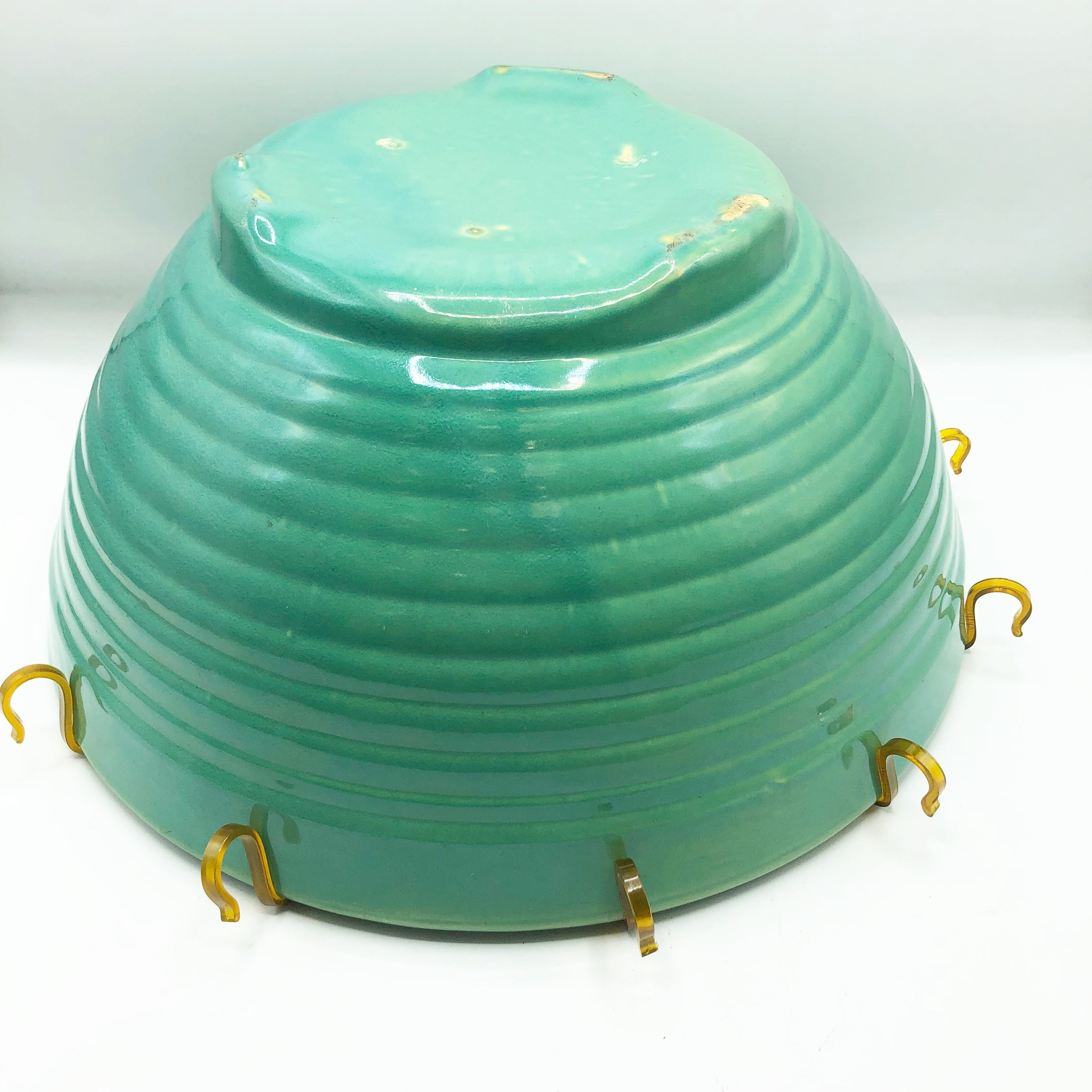 Vintage Green Bauer Punch Bowl